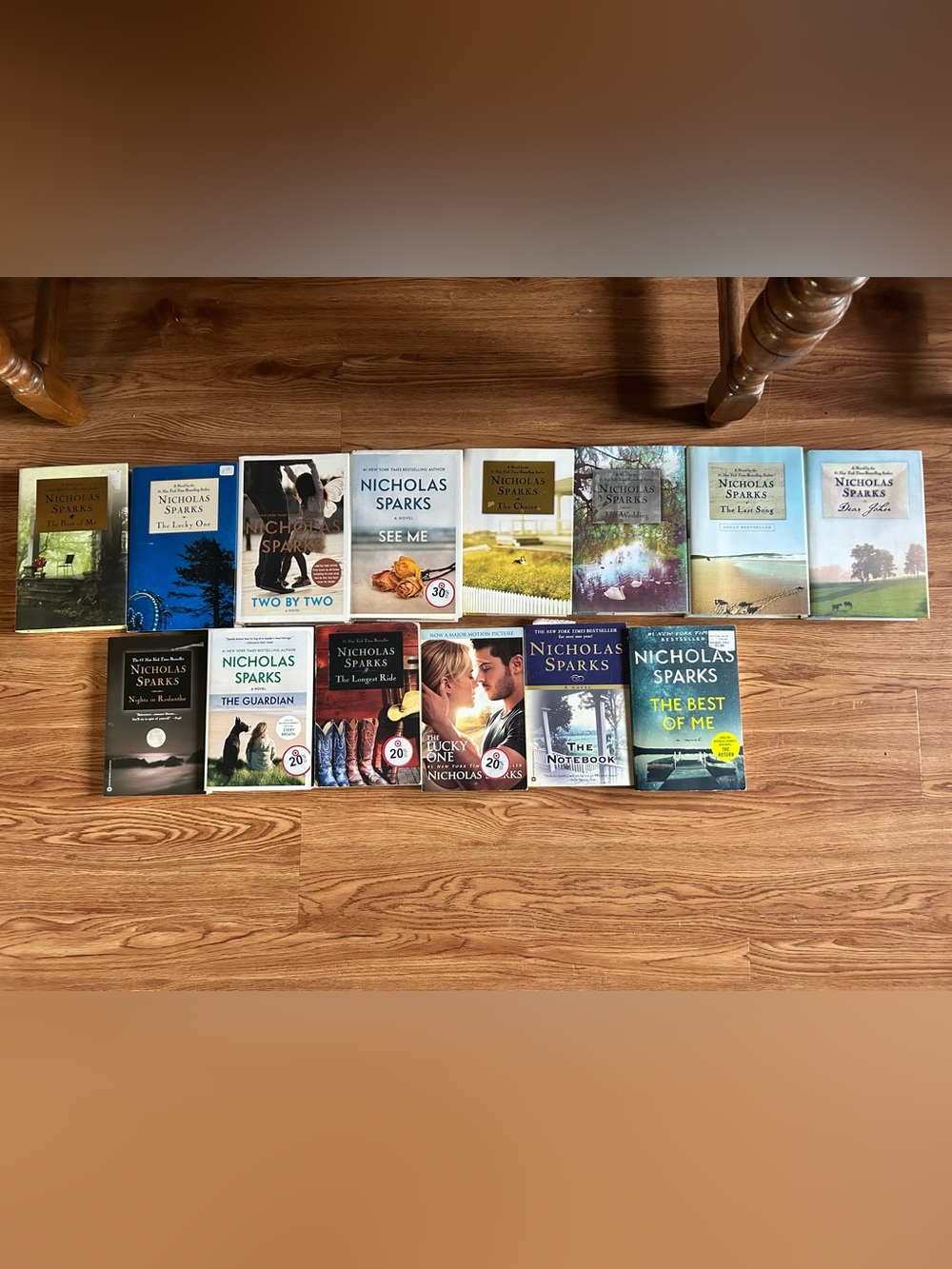 Nicholas Sparks Book Lot - top row hard cover, bottom soft